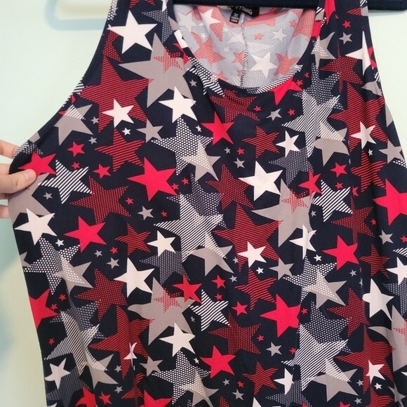 8 of Hearts Star Print Patriotic American Dress Size 3X - Picture 3 of 5